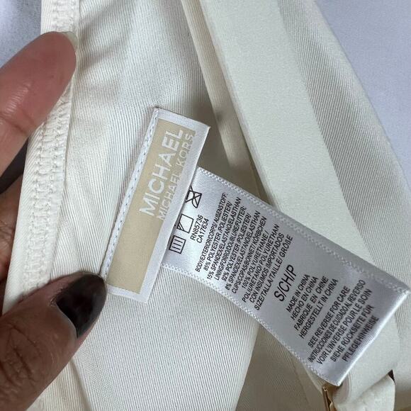 Michael Kors Women's Halter Top Grommet-Detail Bikini Set In Bone SZ S New - Picture 8 of 10